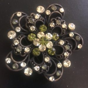 Green Rhinestone Brooch